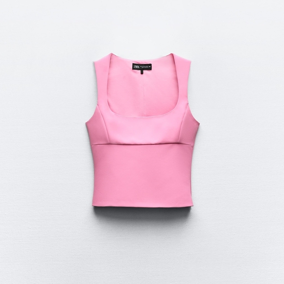 Zara Tops - Pink square neck tank top